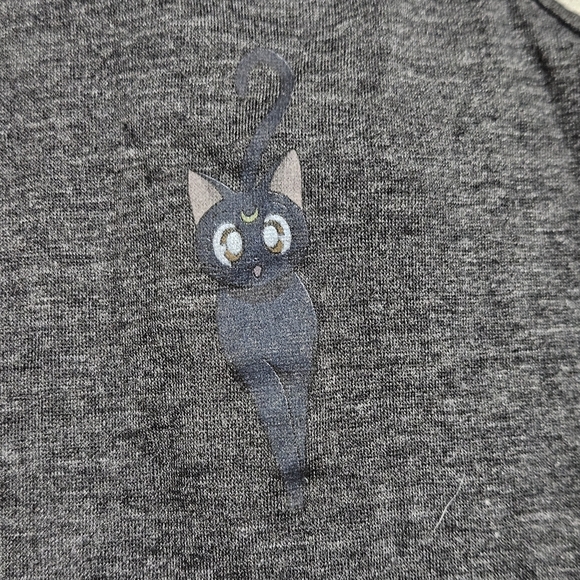 Sailor Moon Sheer Racer Back Tank Top Luna Cat Floral Design NEW - Picture 4 of 5